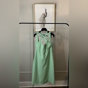 GUCCI Silk & Wool Cady Mint Sleeveless Midi Dress